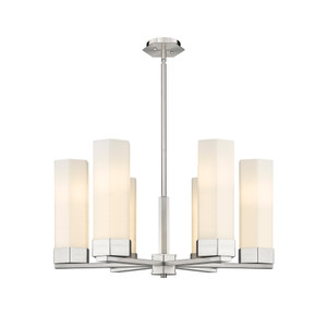 Claverack - 6 Light - 28 inch - Satin Nickel - Chandelier (427-6CR-SN-G427-14WH)