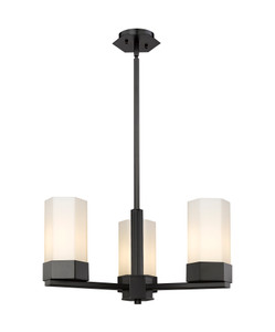 Claverack - 3 Light - 22 inch - Matte Black - Pendant (427-3CR-BK-G427-9WH)