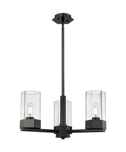 Claverack - 3 Light - 22 inch - Matte Black - Pendant (427-3CR-BK-G427-9CL)