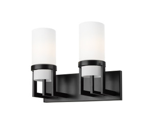 Utopia - 2 Light - 15 inch - Matte Black - Bath Vanity Light (426-2W-BK-G426-8WH)
