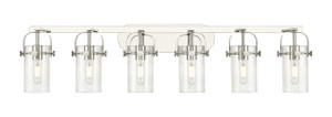 Pilaster II Cylinder - 6 Light - 44 inch - Polished Nickel - Bath Vanity Light (423-6W-PN-G423-7SDY)