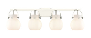 Pilaster II Sphere - 4 Light - 37 inch - Polished Nickel - Bath Vanity Light (423-4W-PN-G410-6WH)