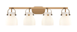 Pilaster II Bell - 4 Light - 37 inch - Brushed Brass - Bath Vanity Light (423-4W-BB-G412-6WH)