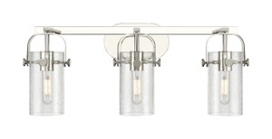 Pilaster II Cylinder - 3 Light - 25 inch - Polished Nickel - Bath Vanity Light (423-3W-PN-G423-7SDY)