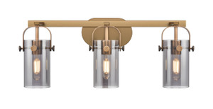 Pilaster II Cylinder - 3 Light - 25 inch - Brushed Brass - Bath Vanity Light (423-3W-BB-G423-7SM)