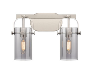 Pilaster II Cylinder - 2 Light - 15 inch - Satin Nickel - Bath Vanity Light (423-2W-SN-G423-7SM)
