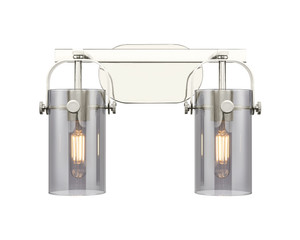 Pilaster II Cylinder - 2 Light - 15 inch - Polished Nickel - Bath Vanity Light (423-2W-PN-G423-7SM)