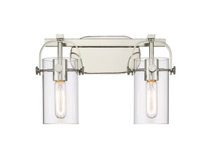 Pilaster II Cylinder - 2 Light - 15 inch - Polished Nickel - Bath Vanity Light (423-2W-PN-G423-7CL)