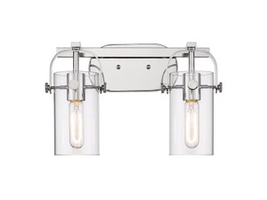 Pilaster II Cylinder - 2 Light - 15 inch - Polished Chrome - Bath Vanity Light (423-2W-PC-G423-7CL)