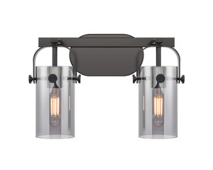 Pilaster II Cylinder - 2 Light - 15 inch - Matte Black - Bath Vanity Light (423-2W-BK-G423-7SM)