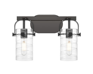 Pilaster II Cylinder - 2 Light - 15 inch - Matte Black - Bath Vanity Light (423-2W-BK-G423-7DE)