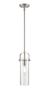 Pilaster II Cylinder - 1 Light - 12 inch Long Glass - Satin Nickel - Pendant (423-1S-SN-G423-12SDY)