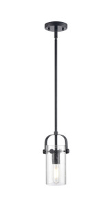 Pilaster II Cylinder - 1 Light - 7 inch Long Glass - Matte Black - Pendant (423-1S-BK-G423-7SDY)