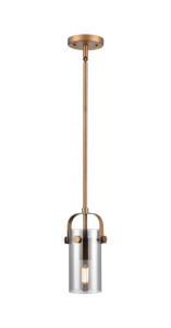 Pilaster II Cylinder - 1 Light - 7 inch Long Glass - Brushed Brass - Pendant (423-1S-BB-G423-7SM)