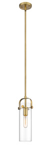 Pilaster II Cylinder - 1 Light - 12 inch Long Glass - Brushed Brass - Pendant (423-1S-BB-G423-12CL)