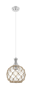 Astor - 1 Light - 10 inch - Brushed Satin Nickel - Cord hung - Mini Pendant (415-1P-SN-G122-10RB)