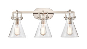 Newton Cone - 3 Light - 27 inch - Satin Nickel - Bath Vanity Light (411-3W-SN-G411-7CL)