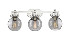 Newton Sphere - 3 Light - 27 inch - Satin Nickel - Bath Vanity Light (411-3W-SN-G410-7SM)