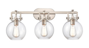 Newton Sphere - 3 Light - 27 inch - Satin Nickel - Bath Vanity Light (411-3W-SN-G410-7CL)