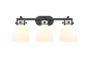 Newton Bell - 3 Light - 27 inch - Matte Black - Bath Vanity Light (411-3W-BK-G412-7WH)