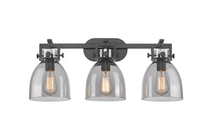 Newton Bell - 3 Light - 27 inch - Matte Black - Bath Vanity Light (411-3W-BK-G412-7SM)