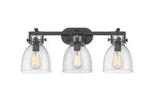 Newton Bell - 3 Light - 27 inch - Matte Black - Bath Vanity Light (411-3W-BK-G412-7SDY)