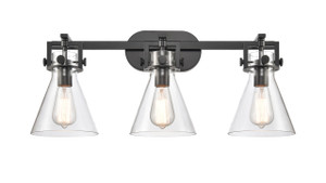 Newton Cone - 3 Light - 27 inch - Matte Black - Bath Vanity Light (411-3W-BK-G411-7CL)