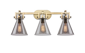 Newton Cone - 3 Light - 27 inch - Brushed Brass - Bath Vanity Light (411-3W-BB-G411-7SM)
