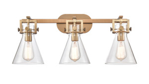 Newton Cone - 3 Light - 27 inch - Brushed Brass - Bath Vanity Light (411-3W-BB-G411-7CL)
