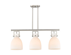 Newton Bell - 3 Light - 42 inch - Satin Nickel - Island Light (411-3I-SN-G412-10WH)