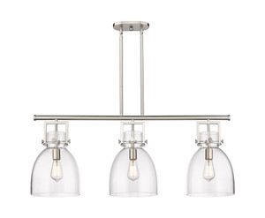 Newton Bell - 3 Light - 42 inch - Satin Nickel - Island Light (411-3I-SN-G412-10CL)