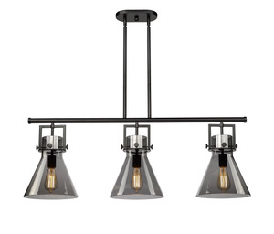 Newton Cone - 3 Light - 42 inch - Matte Black - Island Light (411-3I-BK-G411-10SM)