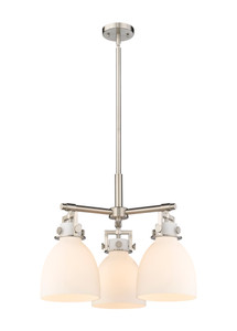 Newton Bell - 3 Light - 21 inch - Satin Nickel - Pendant (411-3CR-SN-G412-7WH)