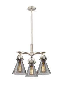 Newton Cone - 3 Light - 21 inch - Satin Nickel - Pendant (411-3CR-SN-G411-7SM)