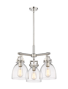 Newton Bell - 3 Light - 21 inch - Polished Nickel - Pendant (411-3CR-PN-G412-7CL)