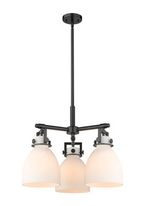 Newton Bell - 3 Light - 21 inch - Matte Black - Pendant (411-3CR-BK-G412-7WH)