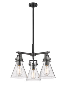Newton Cone - 3 Light - 21 inch - Matte Black - Pendant (411-3CR-BK-G411-7SDY)