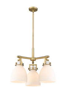 Newton Bell - 3 Light - 21 inch - Brushed Brass - Pendant (411-3CR-BB-G412-7WH)