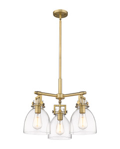 Newton Bell - 3 Light - 21 inch - Brushed Brass - Pendant (411-3CR-BB-G412-7CL)