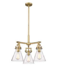 Newton Cone - 3 Light - 21 inch - Brushed Brass - Pendant (411-3CR-BB-G411-7CL)