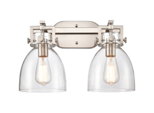 Newton Bell - 2 Light - 17 inch - Satin Nickel - Bath Vanity Light (411-2W-SN-G412-7CL)