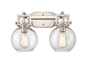 Newton Sphere - 2 Light - 17 inch - Satin Nickel - Bath Vanity Light (411-2W-SN-G410-7CL)