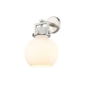 Newton Sphere - 1 Light - 8 inch - Satin Nickel - Sconce (411-1W-SN-G410-8WH)