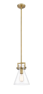 Newton Cone - 1 Light - 8 inch - Brushed Brass - Mini Pendant (411-1SS-BB-G411-8CL)