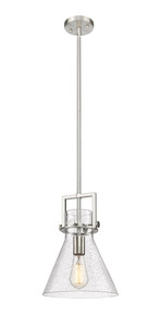 Newton Cone - 1 Light - 10 inch - Brushed Satin Nickel - Stem Hung - Mini Pendant (411-1SM-SN-G411-10SDY)