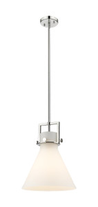 Newton Cone - 1 Light - 12 inch - Polished Nickel - Stem Hung - Mini Pendant (411-1SM-PN-G411-12WH)