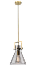 Newton Cone - 1 Light - 10 inch - Brushed Brass - Stem Hung - Mini Pendant (411-1SM-BB-G411-10SM)
