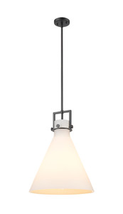 Newton Cone - 1 Light - 16 inch - Matte Black - Cord hung - Pendant (411-1SL-BK-G411-16WH)