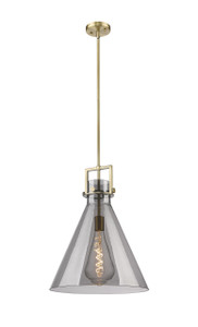 Newton Cone - 1 Light - 16 inch - Brushed Brass - Cord hung - Pendant (411-1SL-BB-G411-16SM)