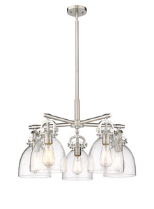 Newton Bell - 5 Light - 26 inch - Satin Nickel - Chandelier (410-5CR-SN-G412-7SDY)